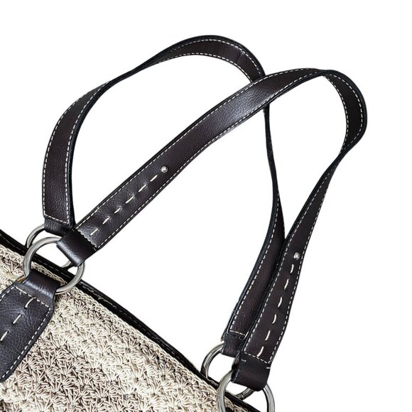 Super Tote New Crochet Boho Bucket Neutral Taupe Cream 3 Piece Shoulder Bag - Picture 15 of 16